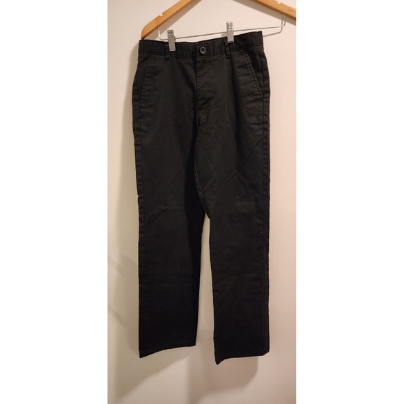 Boy's Nautica Black Flat Front‎ Zip Fly Uniform Pants In Size 16 - Picture 1 of 2